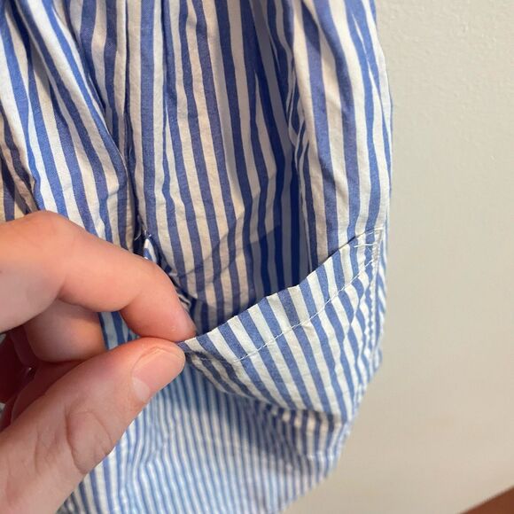 Crewcuts Girls Blue Striped Sundress Size 10 Button Front Pockets Smocked Waist - Picture 11 of 11